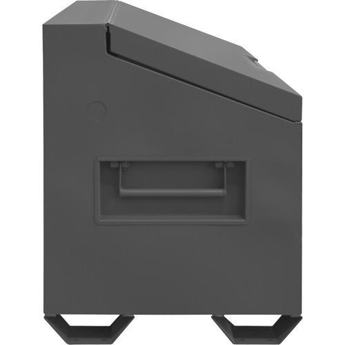 Boîte de rangement &agrave; couvercle inclin&eacute; pour le chantier, 60" x 30" x 39-3/8", Acier, Gris Quali-T-Solutions