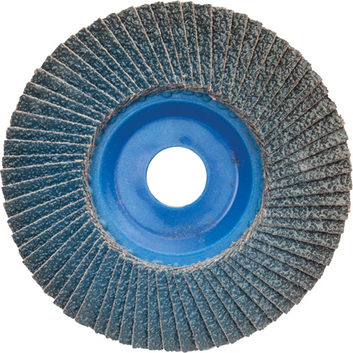 Disque &agrave; lamelles &agrave; grain grossier BlueFire, 5" x 7/8", Type 27, Grain 60, Alumine de zirconium Quali-T-Solutions