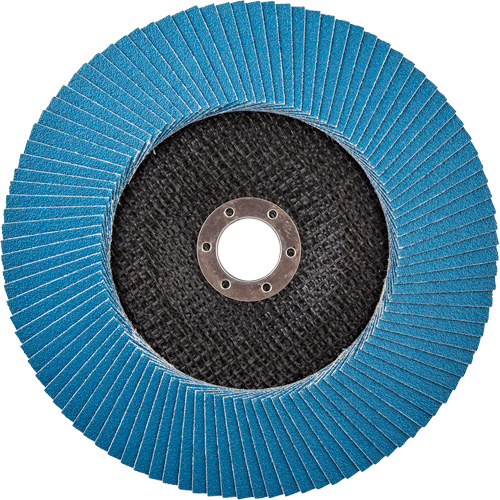 Disque &agrave; lamelles &agrave; grain grossier BlueFire, 7" x 7/8", Type 27, Grain 80, Alumine de zirconium Quali-T-Solutions