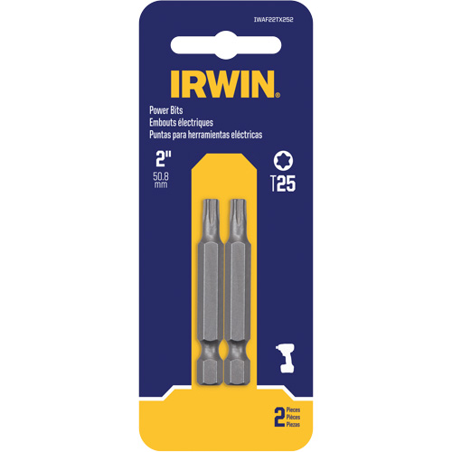 Power Bits, Torx, T-25 Tip, 1/4" Drive Size, 1-15/16" Length Quali-T-Solutions