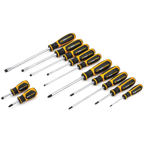 Jeu de tournevis &agrave; fente/Phillips &agrave; double mat&eacute;riaux, 12 mcx Quali-T-Solutions