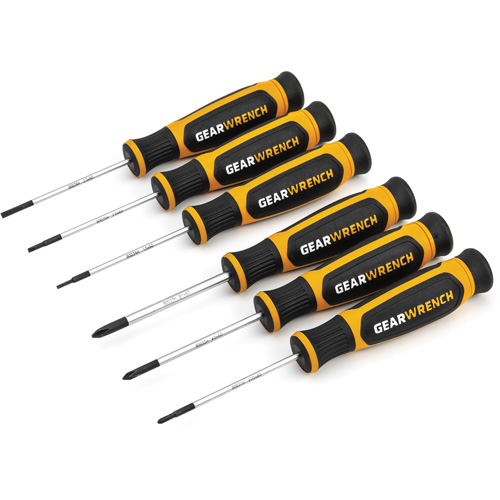 Jeu de mini tournevis &agrave; fente/Phillips &agrave; double mat&eacute;riaux, 6 mcx Quali-T-Solutions