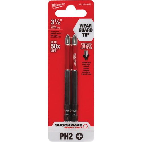 Shockwave Impact Duty Screwdriver Bit, Phillips, #2 Tip, 1/4" Drive Size, 3-1/2" Length Quali-T-Solutions
