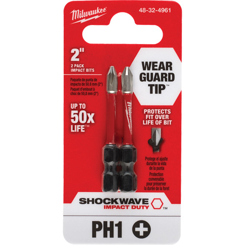 Embout de tournevis Shockwave Impact Duty, Phillips, #1, Prise 1/4" Quali-T-Solutions