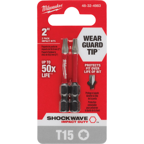 Shockwave Impact Duty Screwdriver Bit, Torx, T-15, 1/4" Drive Quali-T-Solutions