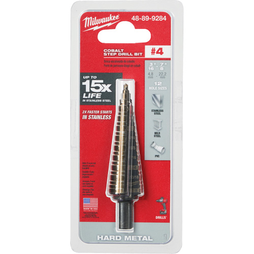 Foret &eacute;tag&eacute;, 3/16"/#4 - #4/7/8", Incr&eacute;ments de 1/32", Acier rapide au cobalt Quali-T-Solutions
