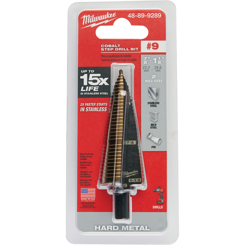 Foret &eacute;tag&eacute;, 7/8"/#9 - #9/1-1/8", Incr&eacute;ments de 1/32", Acier rapide au cobalt Quali-T-Solutions