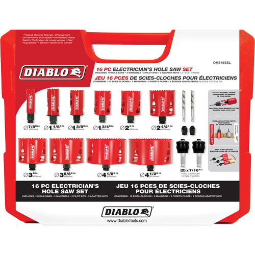 Ensemble de scie-cloche bim&eacute;tallique pour &eacute;lectricien, 16 morceaux Quali-T-Solutions