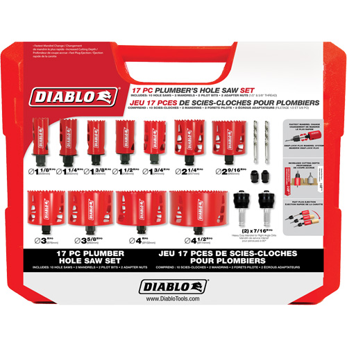 Plumber's Bi-Metal Hole Saw Set, 17 Pieces Quali-T-Solutions