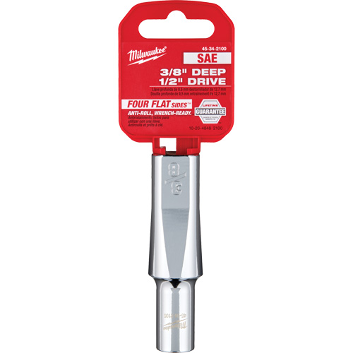 Douille SAE avec c&ocirc;t&eacute;s Four Flats, 3/8", Prise 1/2", 6 pans, Profond Quali-T-Solutions