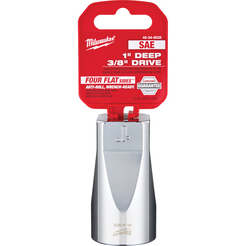 Douille SAE avec c&ocirc;t&eacute;s Four Flats, 1", Prise 3/8", 6 pans, Profond Quali-T-Solutions