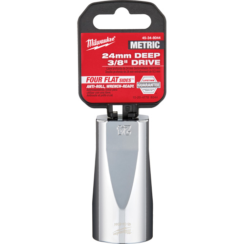 Metric Socket with Four Flat Sides, 24 mm, 3/8" Drive, 6 Points, Deep Quali-T-Solutions