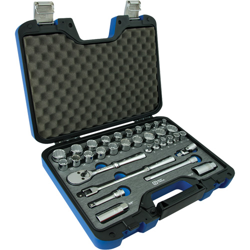 Jeu d'Accessoires pour douilles SAE & m&eacute;triques &agrave; 12 pans, 33 Mcx, Prise de 3/8" Quali-T-Solutions