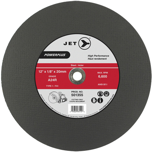 A24R PowerPlus Cut-Off Wheel, 12" x 1/8", 20 mm Arbor, Type 1, 6600 RPM Quali-T-Solutions