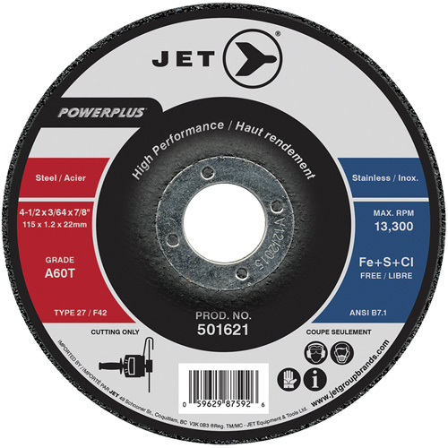 A60T PowerPlus Cut-Off Wheel, 4-1/2" x 3/64", 7/8" Arbor, Type 27, 13300 RPM Quali-T-Solutions