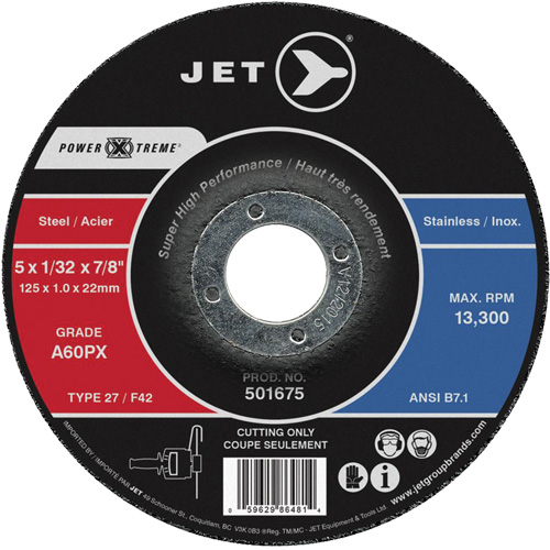 Meule &agrave; tronçonner Power-Xtreme A60PX, 6" x 3/64", Arbre de 7/8", Type 27, 10 200 Tr/min Quali-T-Solutions