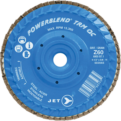 PowerBlend TRM QC Trimmable Flap Disc, 4-1/2" x 5/8"-11, Type 27, Z60 Grit, Zirconia Alumina Quali-T-Solutions