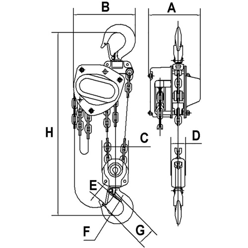 KCH Series Chain Hoists, 10' Lift, 11000 lbs. (5 tons) Capacity, Alloy Steel Chain Quali-T-Solutions
