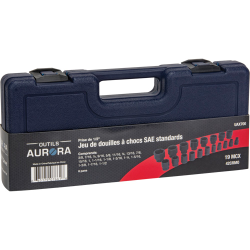 SAE Socket Set, 19 Pcs, Impact, 1/2" Drive Size Quali-T-Solutions
