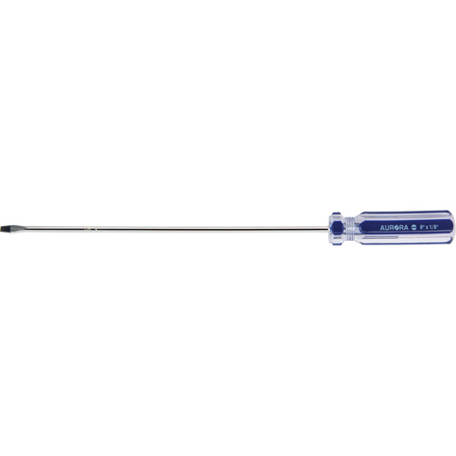 Tournevis &agrave; fente bleu transparent avec bandes, Tige de 1/8", Ronde, Prise en Plastique Quali-T-Solutions