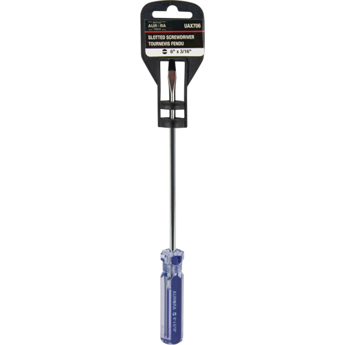 Tournevis &agrave; fente bleu transparent avec bandes, Tige de 3/16", Ronde, Prise en Plastique Quali-T-Solutions