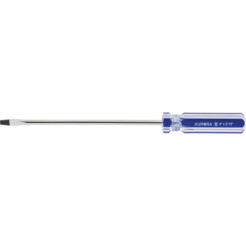 Tournevis &agrave; fente bleu transparent avec bandes, Tige de 3/16", Ronde, Prise en Plastique Quali-T-Solutions