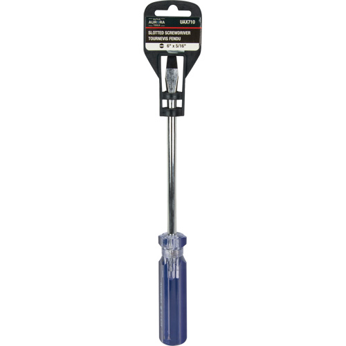 Tournevis &agrave; fente bleu transparent avec bandes, Tige de 5/16", Ronde, Prise en Plastique Quali-T-Solutions