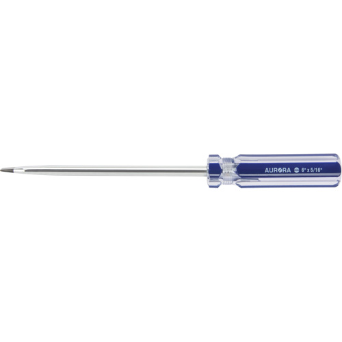 Tournevis &agrave; fente bleu transparent avec bandes, Tige de 5/16", Ronde, Prise en Plastique Quali-T-Solutions