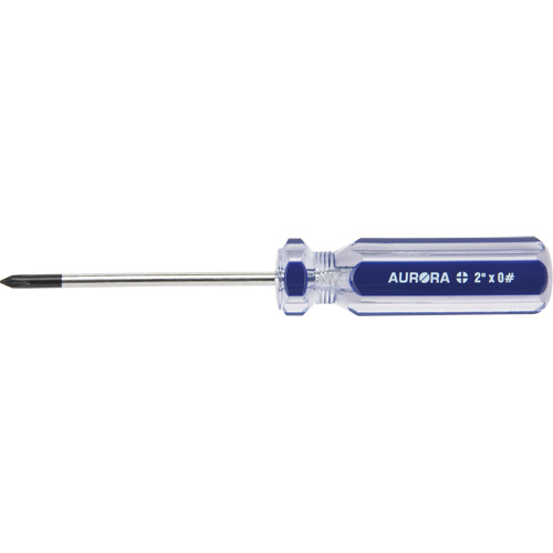 Tournevis Philips bleu transparent avec bandes, #0, Prise Plastique Quali-T-Solutions