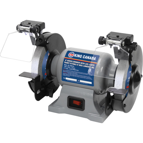 Bench Grinder with LED Lights, 6" Wheel Diameter, 3450 RPM Quali-T-Solutions