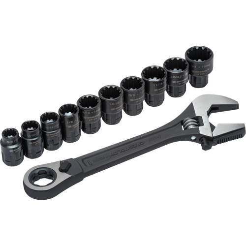 Ensemble de cannelure & cl&eacute; ajustable Pass-Thru X6 11 mcx, 13" lo, la max. 2-27/50", Phosphate noir Quali-T-Solutions