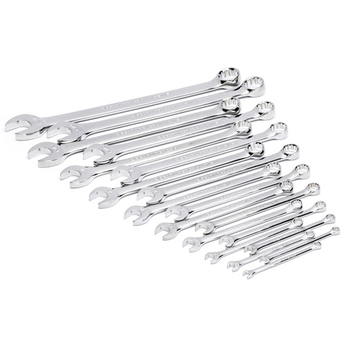 12-Point Long Pattern Combination SAE Wrench Set in Foam Storage Tray, Open-Ended, 19 Pieces, Imperial Quali-T-Solutions