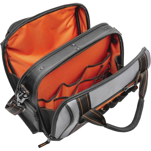 Sac ouvert de 14" pour outils d'ouvrier, Polyester, 32 pochettes, Noir/Gris Quali-T-Solutions