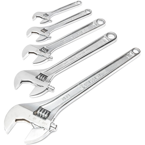 Chrome Wrench Set, Adjustable, 5 Pieces, Imperial and Metric Quali-T-Solutions