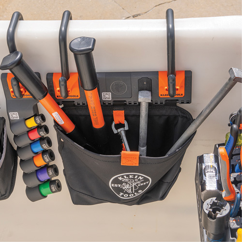 Module de poche pour quincaillerie avec crochet en S Bucket Work Centre, Nylon, 1 pochettes, Noir/Orange Quali-T-Solutions
