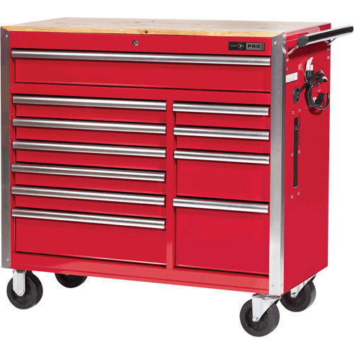 PRC4211 Armoire roulante de s&eacute;rie Pro, 11 tiroirs, 42" la x 18" p x Rouge Quali-T-Solutions