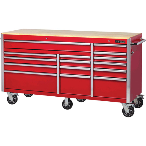 PRC7215 Armoire roulante de s&eacute;rie Pro, 15 tiroirs, 72" la x 24" p x Rouge Quali-T-Solutions