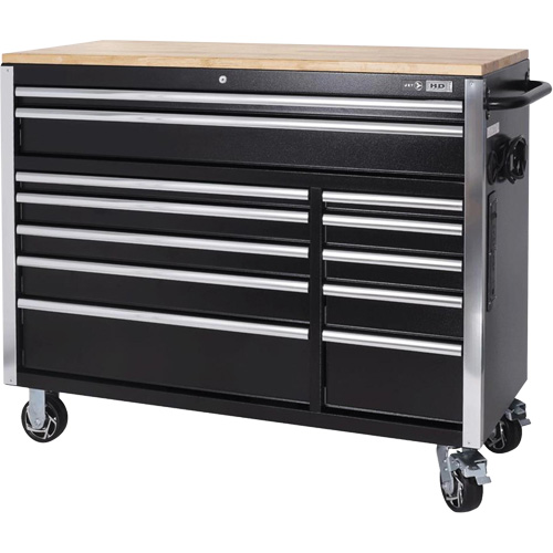 HDRC5212 Armoire mobile de s&eacute;rie HD, 12 tiroirs, 51-1/4" la x 21" p x 40-3/10" h, Noir Quali-T-Solutions