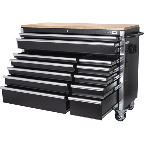 HDRC5212 Armoire mobile de s&eacute;rie HD, 12 tiroirs, 51-1/4" la x 21" p x 40-3/10" h, Noir Quali-T-Solutions