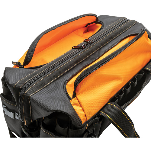 Professional 20" Tool Bag, Nylon, 33 Pockets, Black/Orange Quali-T-Solutions