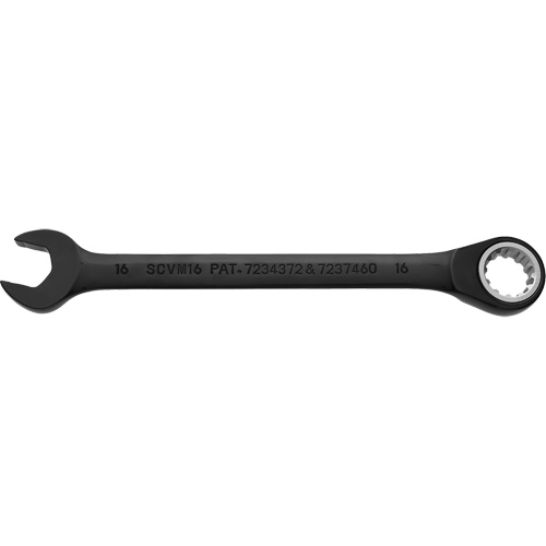 Metric Spline Combination Reversible Ratcheting Wrench, Black/Chrome Finish Quali-T-Solutions