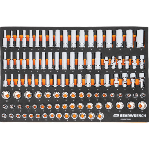 MEGAMOD Metric Mechanics Tool Set in Modular Foam Trays with Rolling Cabinet, 358 Pieces Quali-T-Solutions