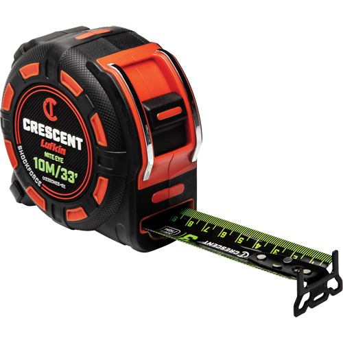 Shockforce NITE EYE Tape Measure, 1-1/4" x 35'/10 m, Metric/SAE Graduations Quali-T-Solutions