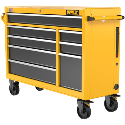 Postes de travail industriel mobile, 8 tiroirs, 52" la x Jaune Quali-T-Solutions
