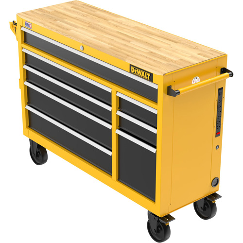 Postes de travail industriel mobile, 8 tiroirs, 52" la x Jaune Quali-T-Solutions