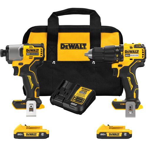 Brushless Compact Cordless 1/2" Hammer Drill & 1/4" Impact Driver Kit, Lithium-Ion, 20 V Quali-T-Solutions