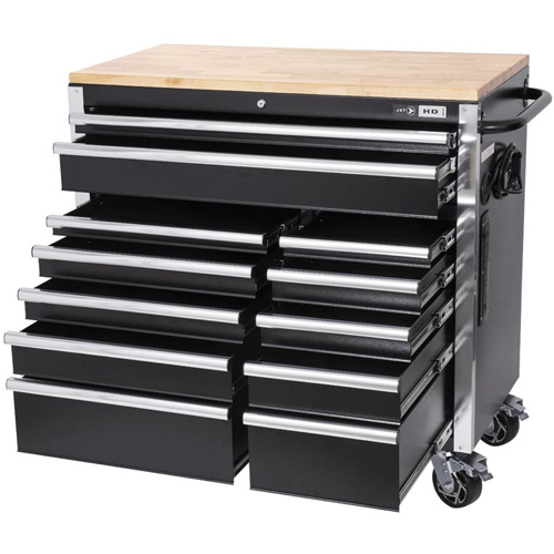 Armoire mobile de s&eacute;rie HDRC4112 HD, 12 tiroirs, 41" la x 21" p x 40-3/10" h, Noir Quali-T-Solutions