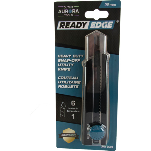 Couteau r&eacute;tractable de 25 mm, Acier inoxydable, Robuste, Prise en Caoutchouc Quali-T-Solutions