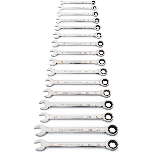 90-Tooth 12 Point Wrench Set, Ratcheting Combination, 16 Pieces, Metric Quali-T-Solutions
