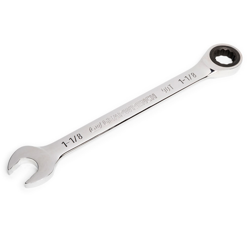 90-Tooth Ratcheting Combination Wrench, 12 Point, 1-1/8", Chrome Finish Quali-T-Solutions